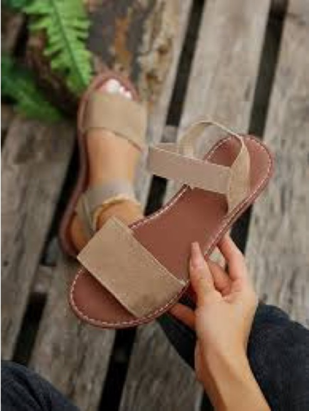 Rock & Candy NWOT Taupe Suede Ankle Strap Sandals, Size 8